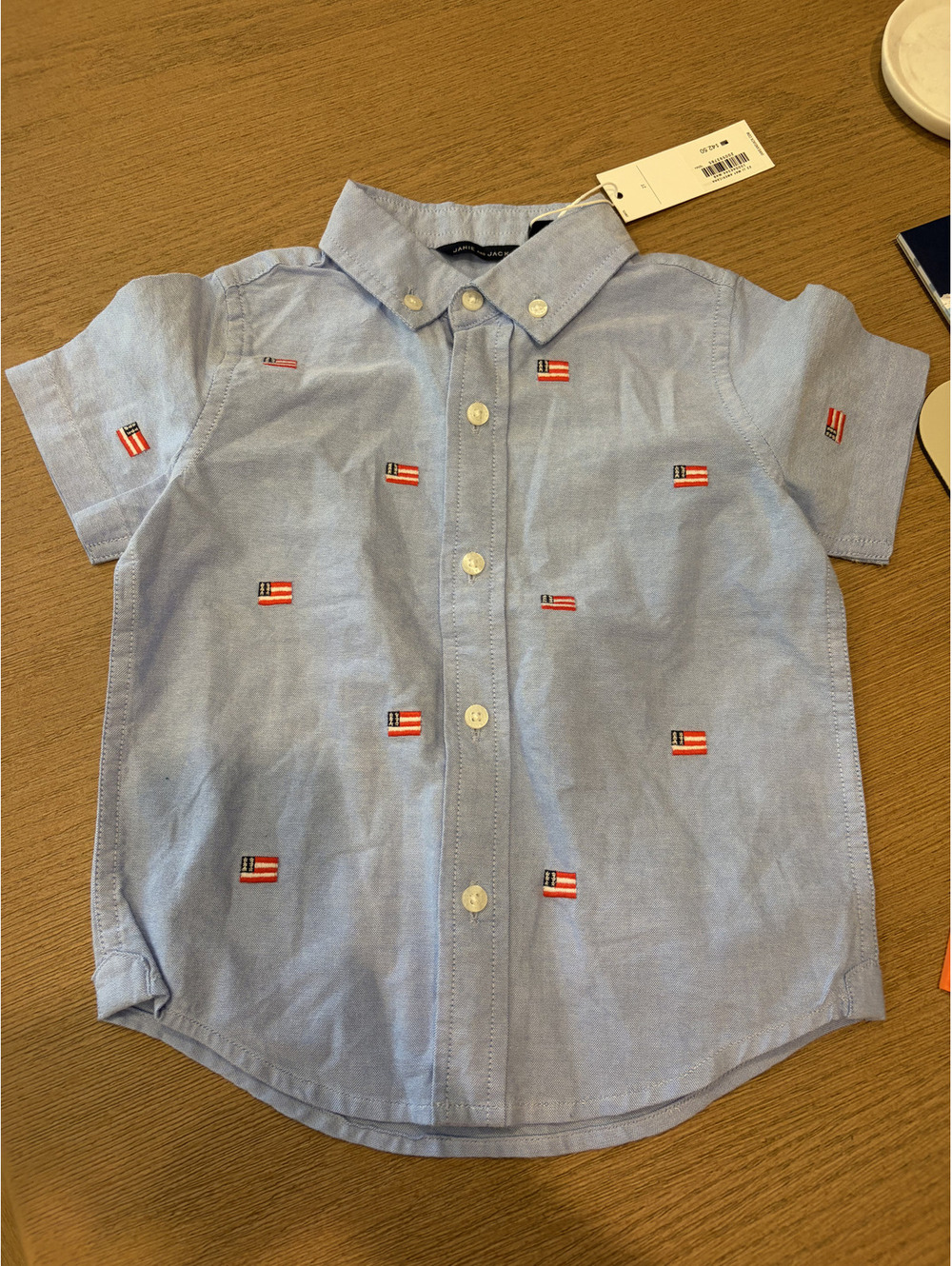 NWT Janie and Jack Boy's Collared American Flag Button Up size 2T